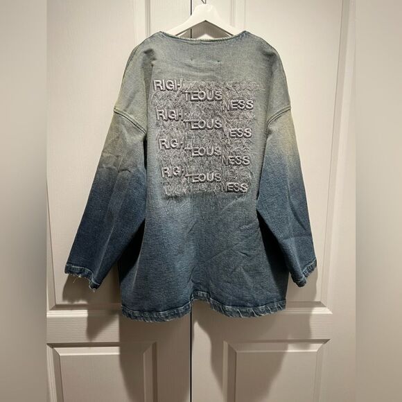 Cross Colours Denim Men’s Oversize Uniform Work Jacket - Vintage Blue Size L NWT - Picture 5 of 8